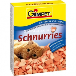 Schnurries витамины-сердечки для кошек с таурином и лососем (650 шт)