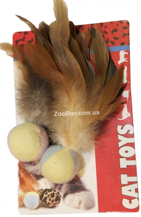CamonМяч с перьями "Леопард", 4см., 2 штуки купить в Украине по недорогой цене - зоомагазин ZOOstar