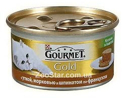 Gourmet Gold (Гурмет Голд) кусочки в паштете с уткой, морковью и шпинатом, 85 грамм