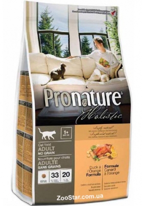 Pronature Holistic VO-PH-08-07-09 (Пронатюр Холистик) с уткой и апельсинами сухой холистик корм Без Злаков для котов, 340 грамм