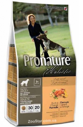 Pronature Holistic  (Пронатюр Холистик) с уткой и апельсинами сухой холистик корм Без Злаков для собак, 340 грамм