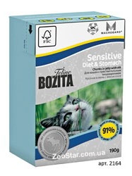 Bozita (Бозита) Feline Sensitive Diet Stomach для кошек с чувствительным пищеварением, 190 гр 