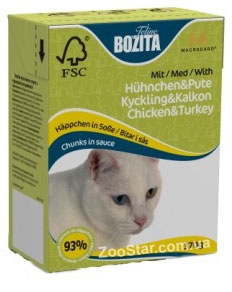 Bozita (Бозита) Feline кусочки в соусе с курицей и индейкой, 370 гр
