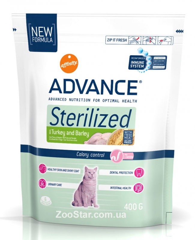 Advance Корм для стерилизованных котов Advance Cat Sterilized c индейкой и ячменем