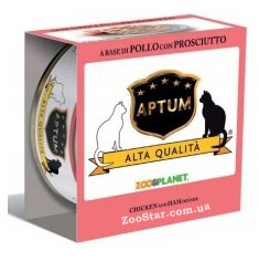 Aptum  Консервы для взрослых котов APTUM с цыпленком и ветчиной 85 гр