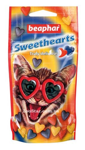 BEAPHAR Sweet Hearts — Лакомство для кошек (сердечки)  купить в Украине по недорогой цене - зоомагазин ZOOstar