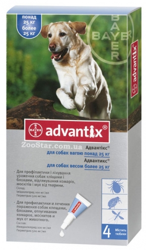 Bayer (Байер Адвантикс) ADVANTIX - средство от блох и клещей для собак более 25 кг