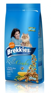 "Brekkies Excel Cat Roll Fish" корм для котов, рулетики с форелью, тунцом, крабом и моллюском