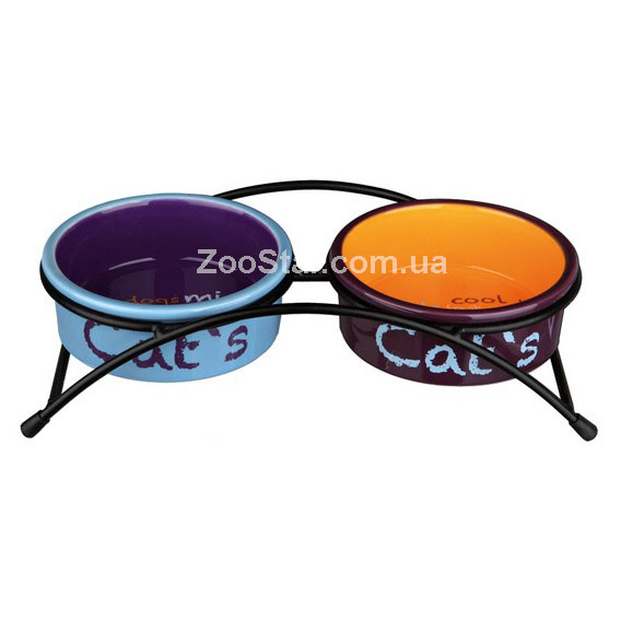 Подставка "Eat on Feet" с двумя керамическими мисками для кошек купить в Украине по недорогой цене - зоомагазин ZOOstar