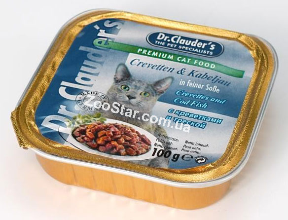 Dr.Clauder's (Доктор Клаудерс) Crevetten and Kabeljau консервы для кошек с креветками и треской купить в Украине по недорогой цене - зоомагазин ZOOstar