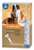 Advocate (Адвокат) капли  от глистов, блох, клещей для собак весом от 25 до 40 кг - 1 пипетка