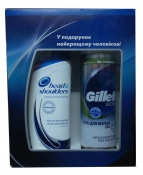 Подарочный Набор Для мужчин Head & Shoulders Шампунь против выпадения волос мужчин 200мл + Gillette TGS Гель для бритья Pure and Sens 200мл 