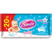 Влажные салфетки для детей с первых дней жизни Smile Baby с Д-пантенолом в мультиупаковке, 132 шт