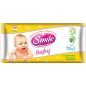 Влажные салфетки «Smile Baby с экстрактом ромашки и соком алоэ и витаминным комплексом»