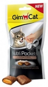 Хрустящие подушечки для кошек GimCat NUTRI POCKETS птица+биотин, 60 г.