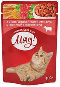 Консервы для взрослых кошек "Телятина в нежном соусе", 100 грамм